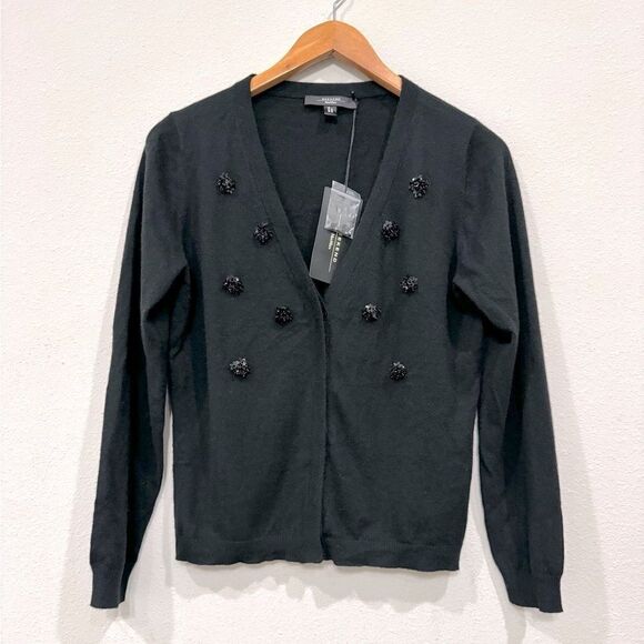 MaxMara Weekend Cashmere‎ Wool Blend Cardigan with Floral Beading Detail - Picture 1 of 12